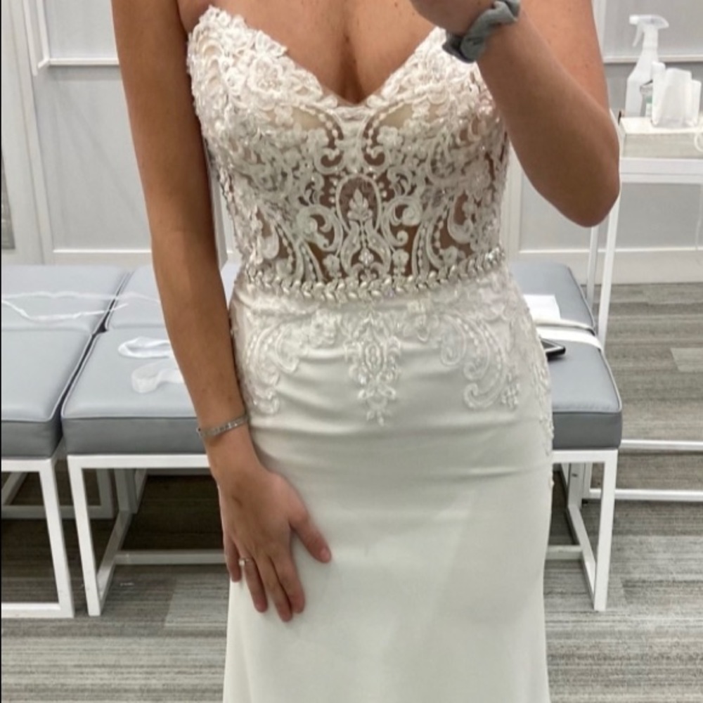 Strapless sheath Galina Signature Wedding Gown